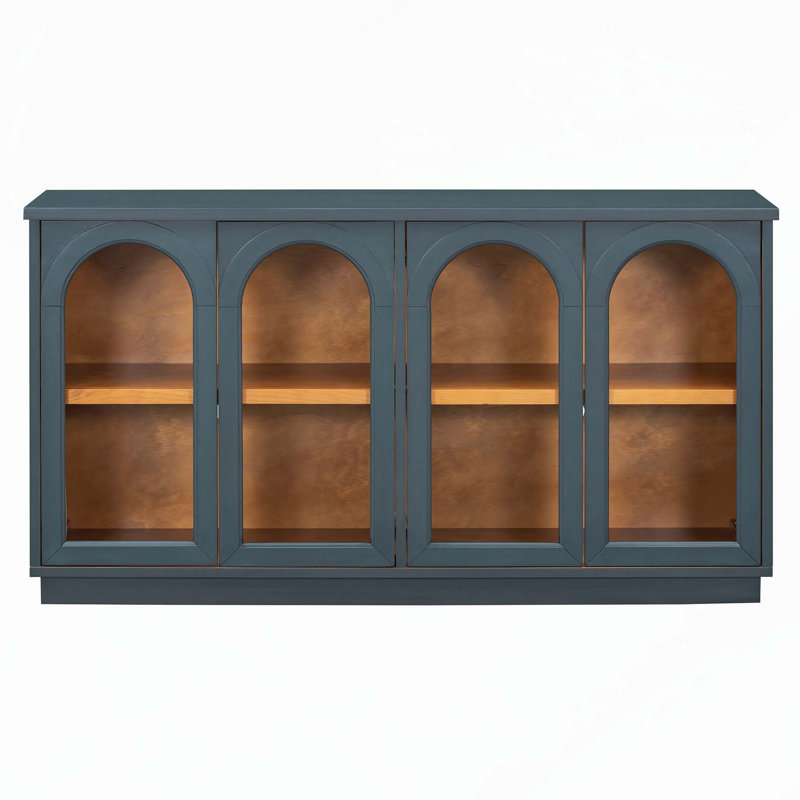 Grande armoire polyvalente à 4 portes avec tablettes réglables pour différentes pièces, Marine