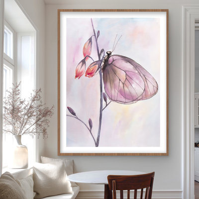 Délicat papillon - motif floral romantique avec passe-partout