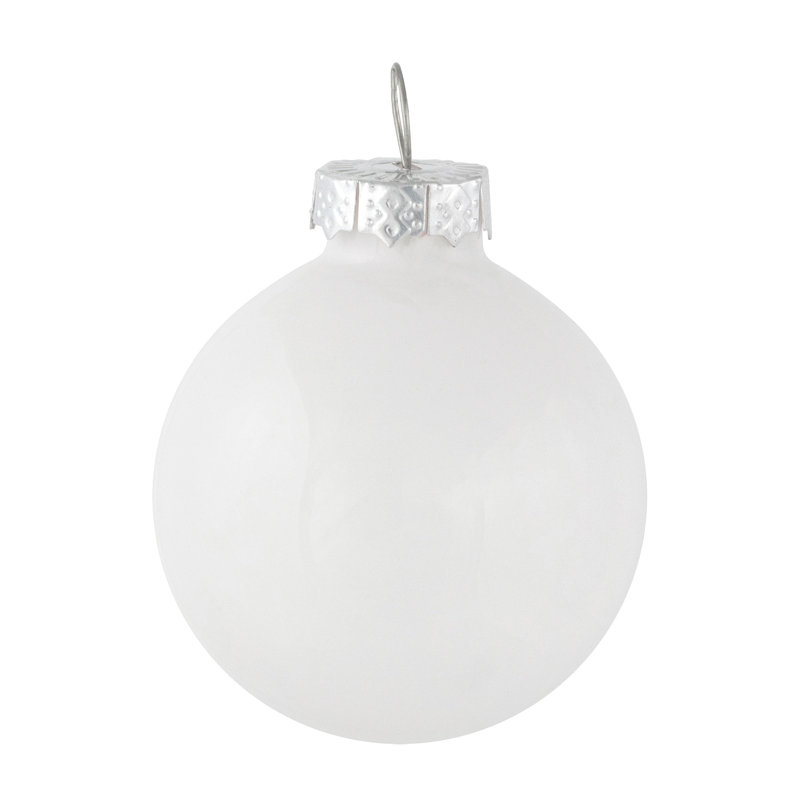 Boule de Noël 10 carats en verre à 2 finitions 1,75 po (45 mm), Blanc