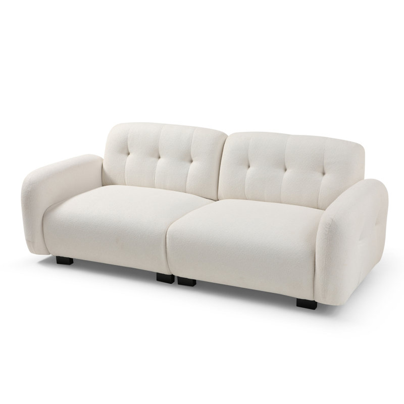 Canapé modulaire 3 places avec pattes en bois pour 3 à 4 personnes, canapé rembourré Modern, Beige