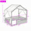 Lit de cabane en bois avec guirlande lumineuse, tablette et barrières de sécurité-1317242262