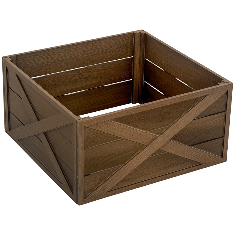 Boîte à collier en bois pour arbre de Noël, Bois foncé patiné