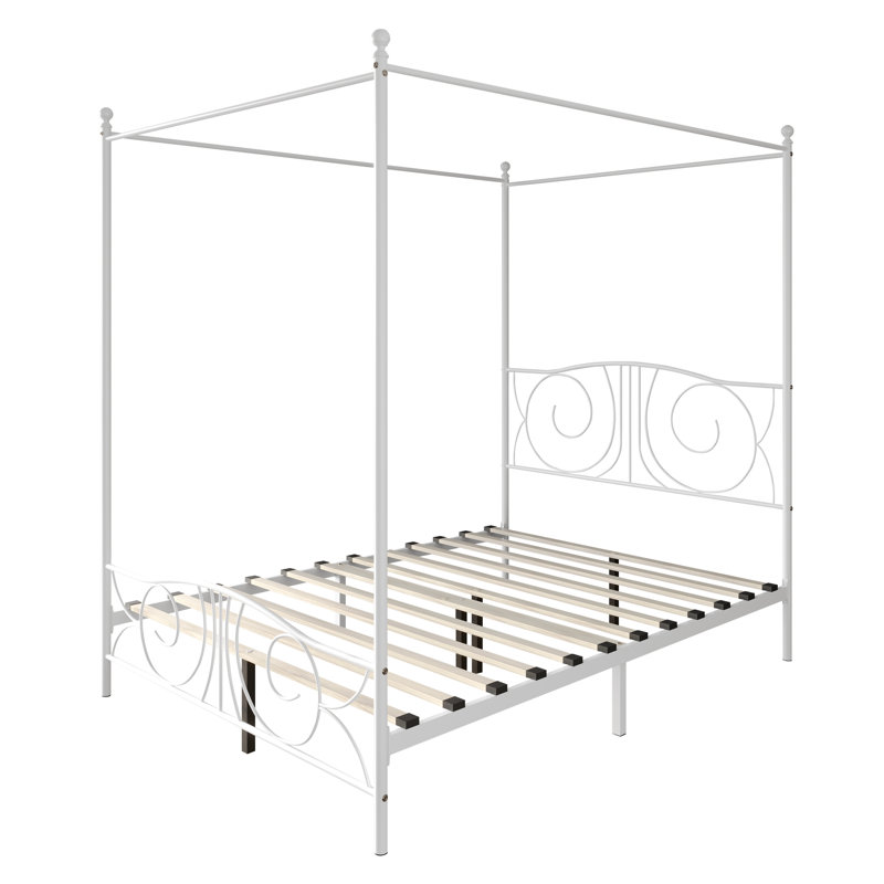 Metal Platform Bed, Full, White