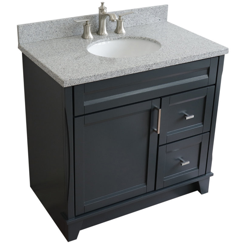Ensemble de meuble-lavabo simple 37 po Amedea, Granite, Gris foncé