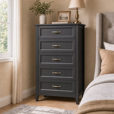 27.6'' W Farmhouse 5-Drawer Chest of Drawers with Metal Pulls