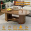 Table basse ovale cannelée, table basse en bois de ferme de 47 po, table basse Mid-Century à 2 niveaux avec tablette de rangement, table d'appoint centrale avec base double, tables de salon Boho pour bureau de salon, noyer, table basse