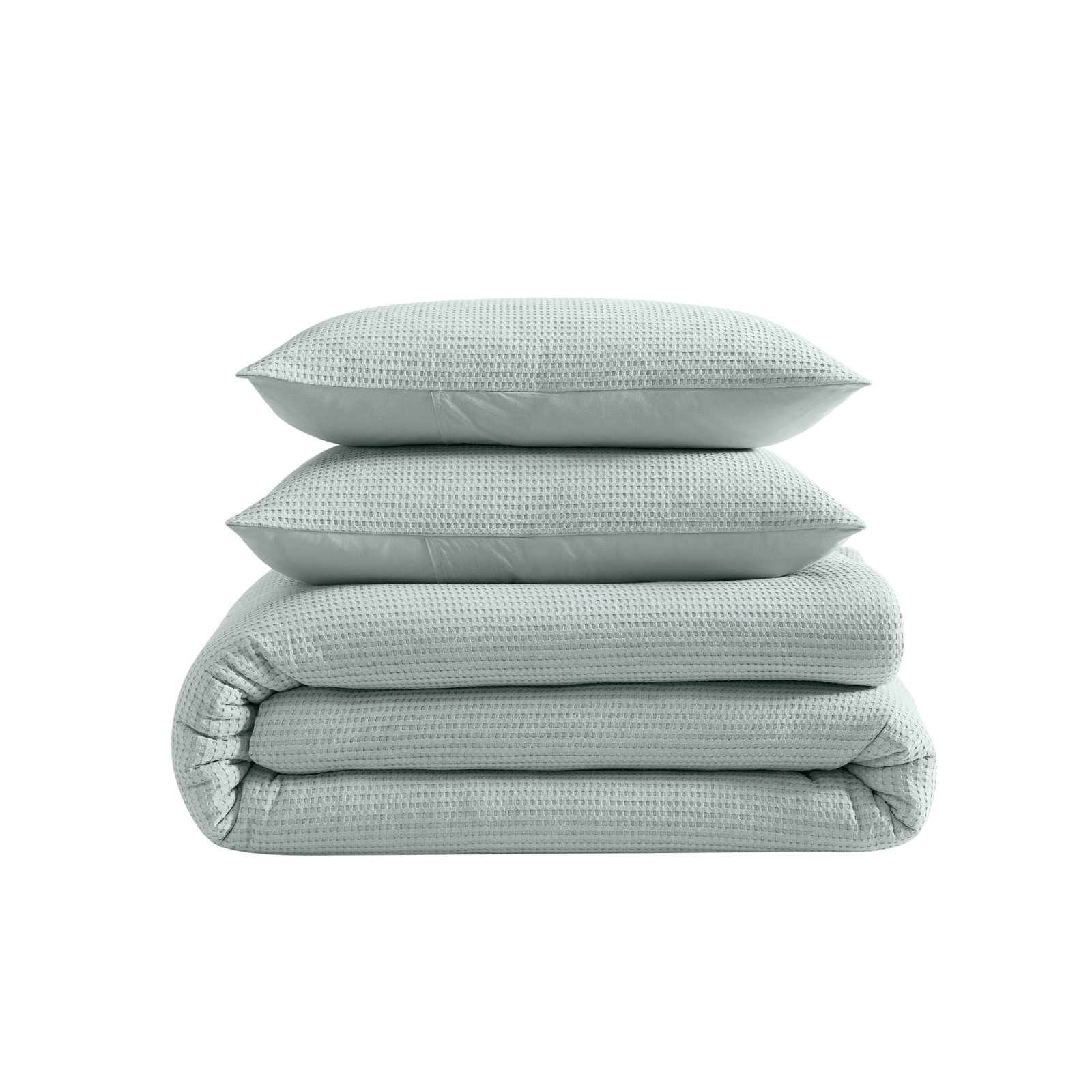 Cotton Waffle Duvet 3 Pc , Blue, King Duvet Cover + 2 King Shams