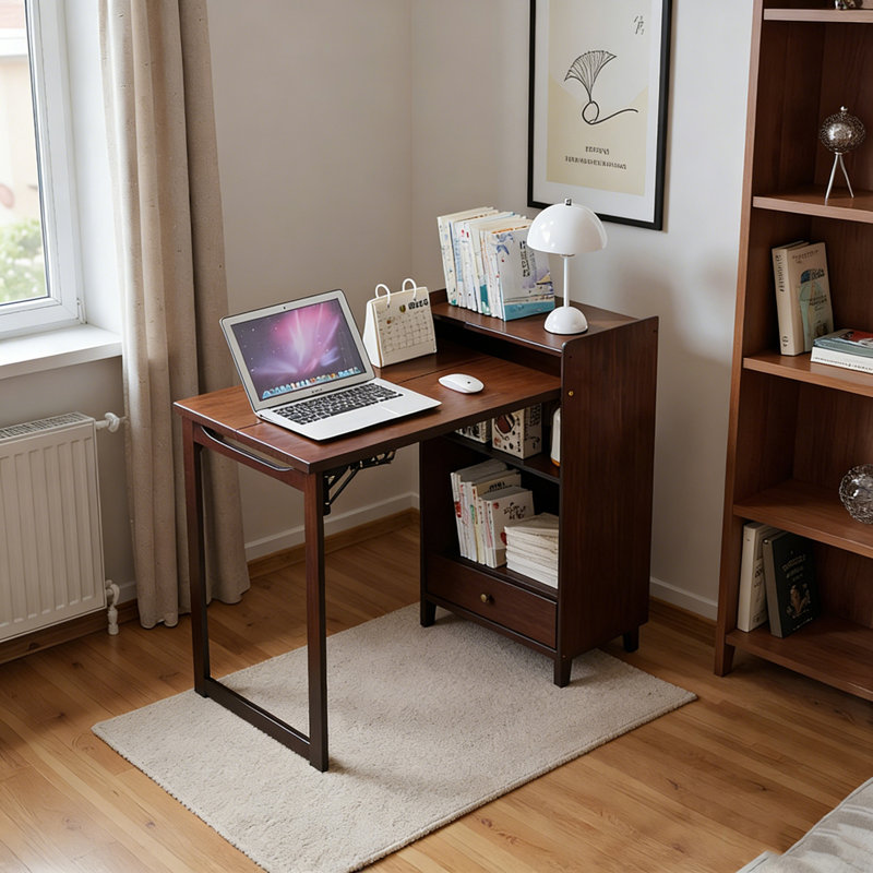 Bureau pliable avec rangement dissimulé, Dark Walnut