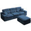 Canapé d'angle avec dossier haut, canapé en L avec chenille flammée, coussin éponge haute densité compressé, canapé sans assemblage peu encombrant pour le salon, un appartement-1309769765
