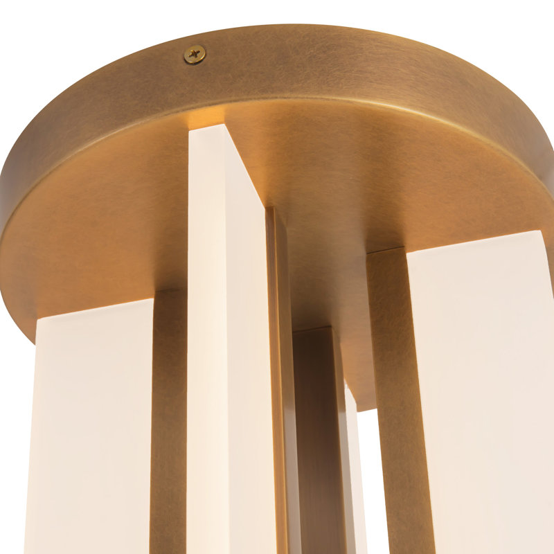 Anders 8-in Black dimmable LED Semi-Flush Mount, Antique Brass