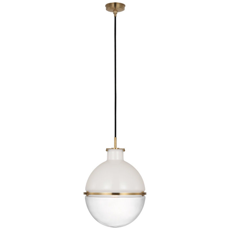 Maxey 1 - Light Pendant, White/Clear, Hand-Rubbed Antique Brass