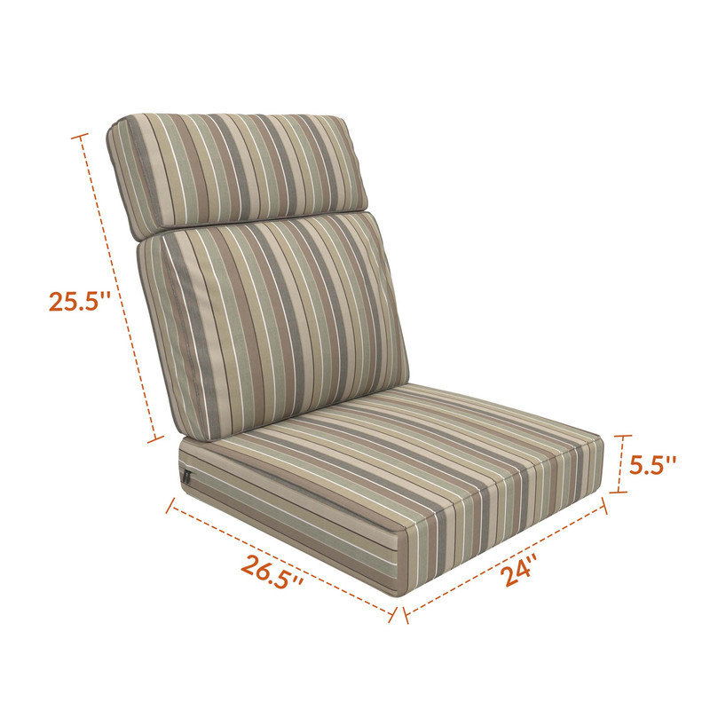 Indoor/Outdoor Deep Seating Sunbrella Cushion, Milano Char  Striped