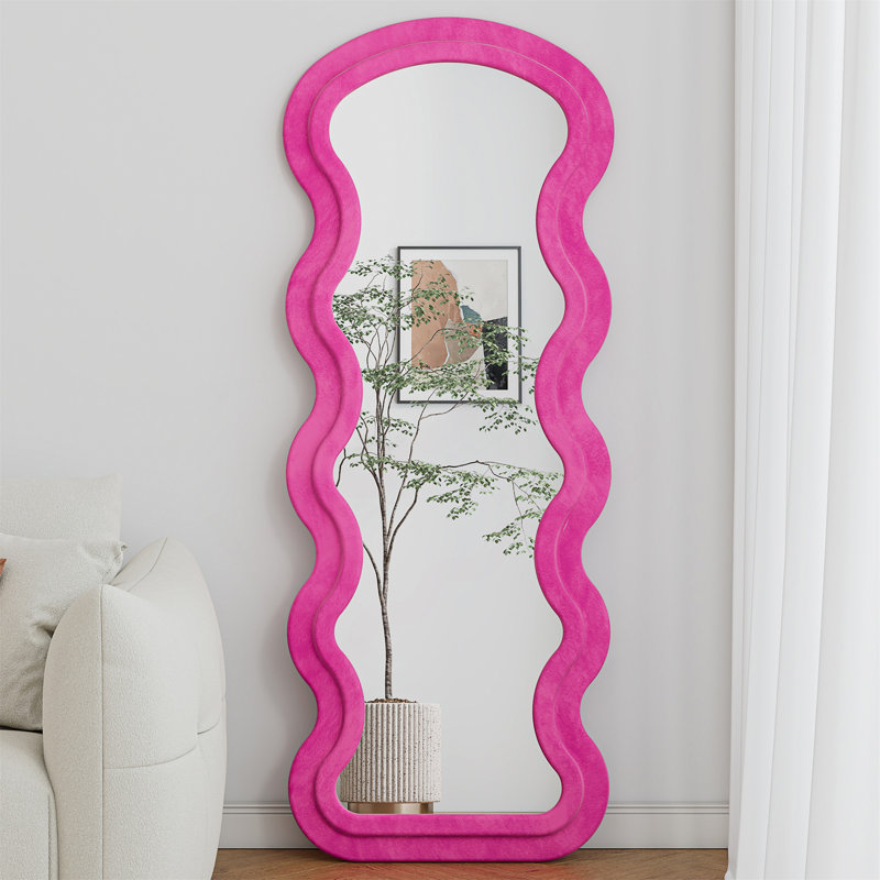 Flannel Full Length Wave Floor Mirror, Soft Touch and Durable, Perfect for Bedroom and Living Room Decor
