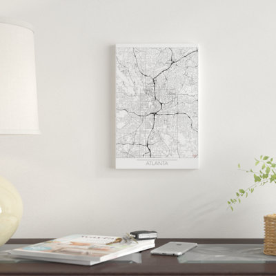 Atlanta Minimal Urban Blueprint Map by Hubert Roguski - Unframed Graphic Art on Canvas