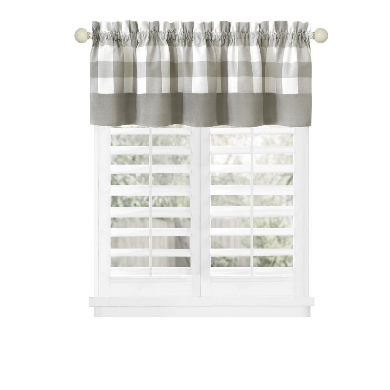 Anthe Gingham Tailored Kitchen Curtain, 14" H x 58" W, Gray