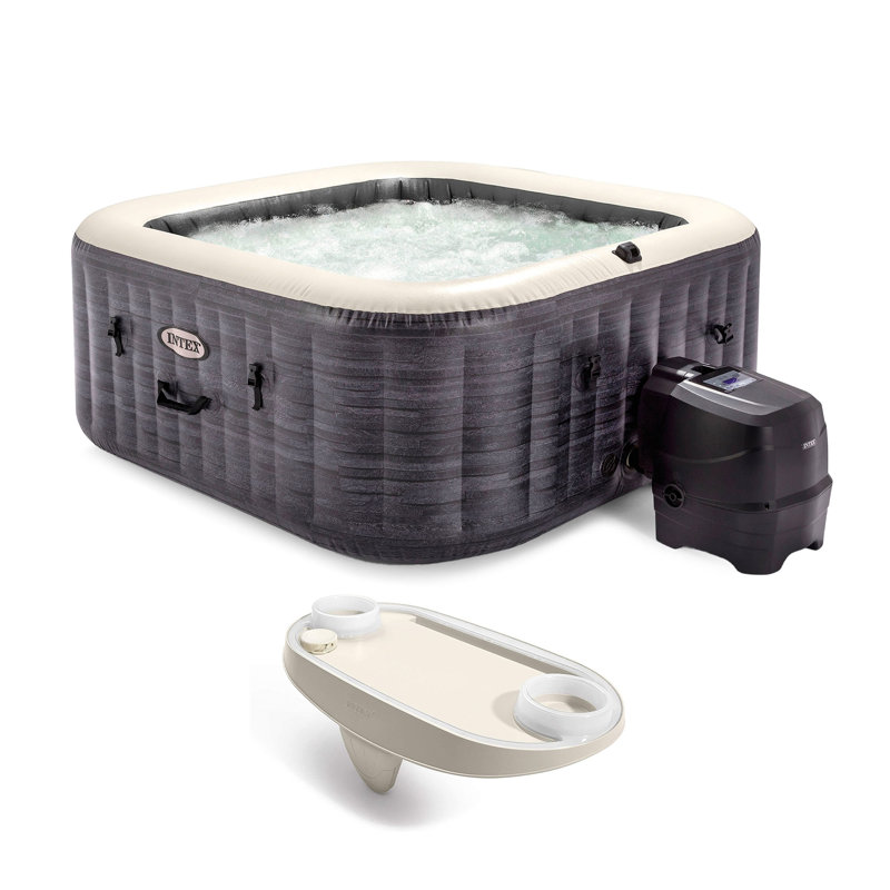Intex 120 Volt 4 Person 140 - Jet Plastic Square Inflatable Hot Tub in Gray