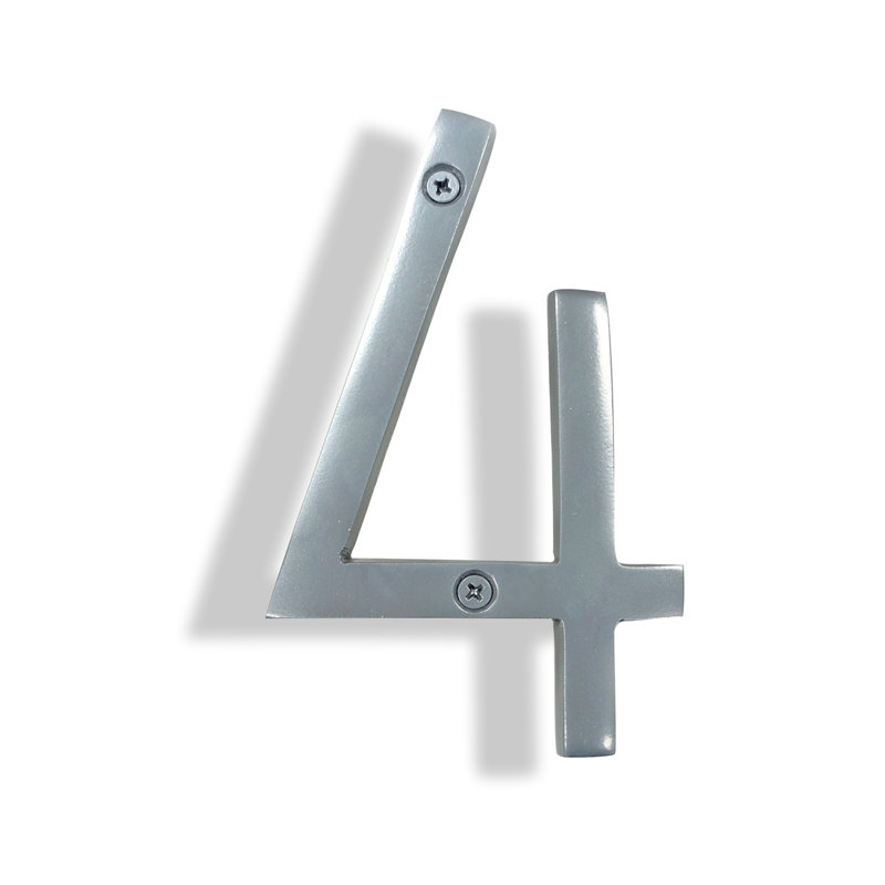 Numéro de maison en métal flottant, 4, Argent argent, 6"