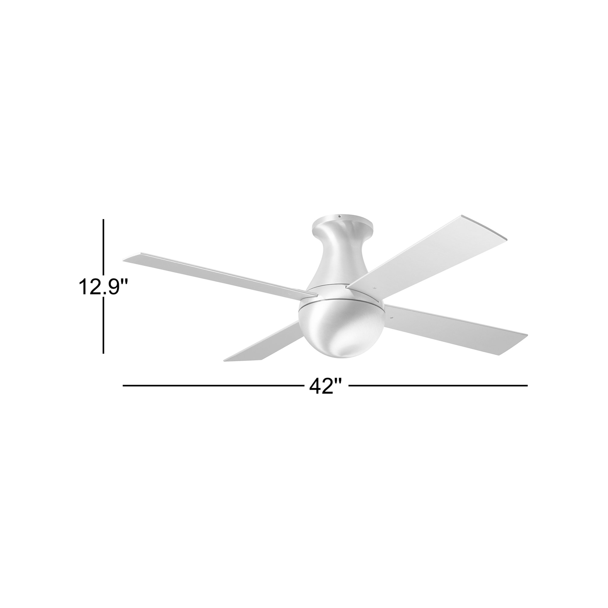 Ball 42'' 4 Blade Ceiling Fan, Aluminum, Handheld Remote Control (2-wire), Brushed Aluminum