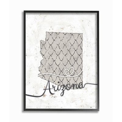 «Arizona Patterned Gray US State Design», impression sur toile