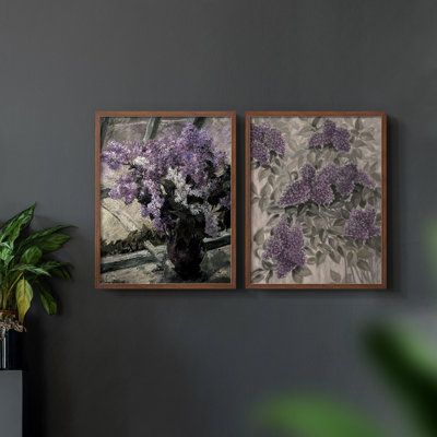 Vintage Floral XLVI - Reproduction giclée encadrée - ensemble de 2