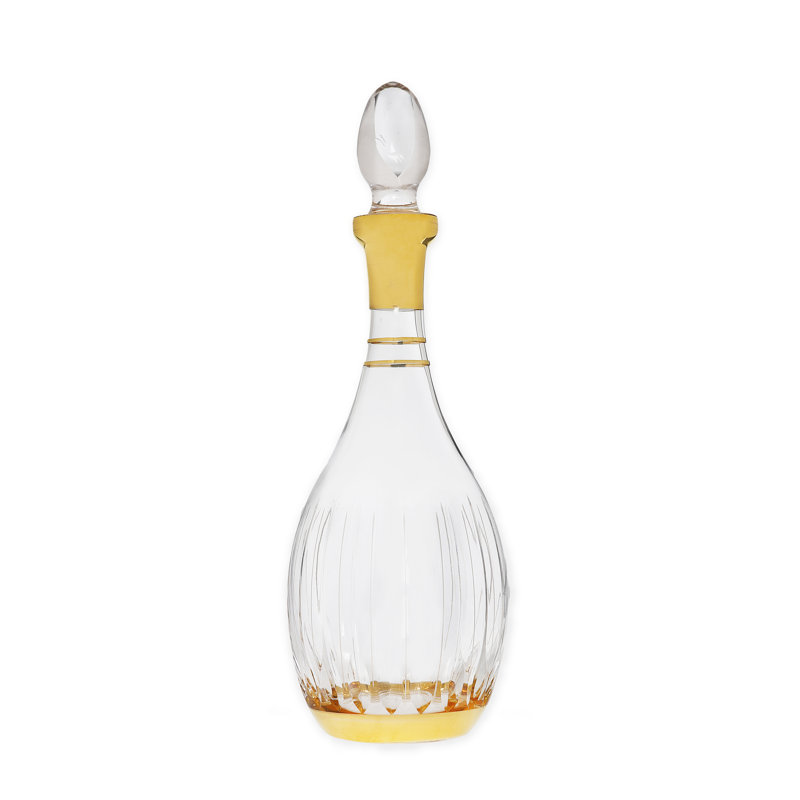 Elegant 56 Oz. Clear and Gold Glass Wine Decanter