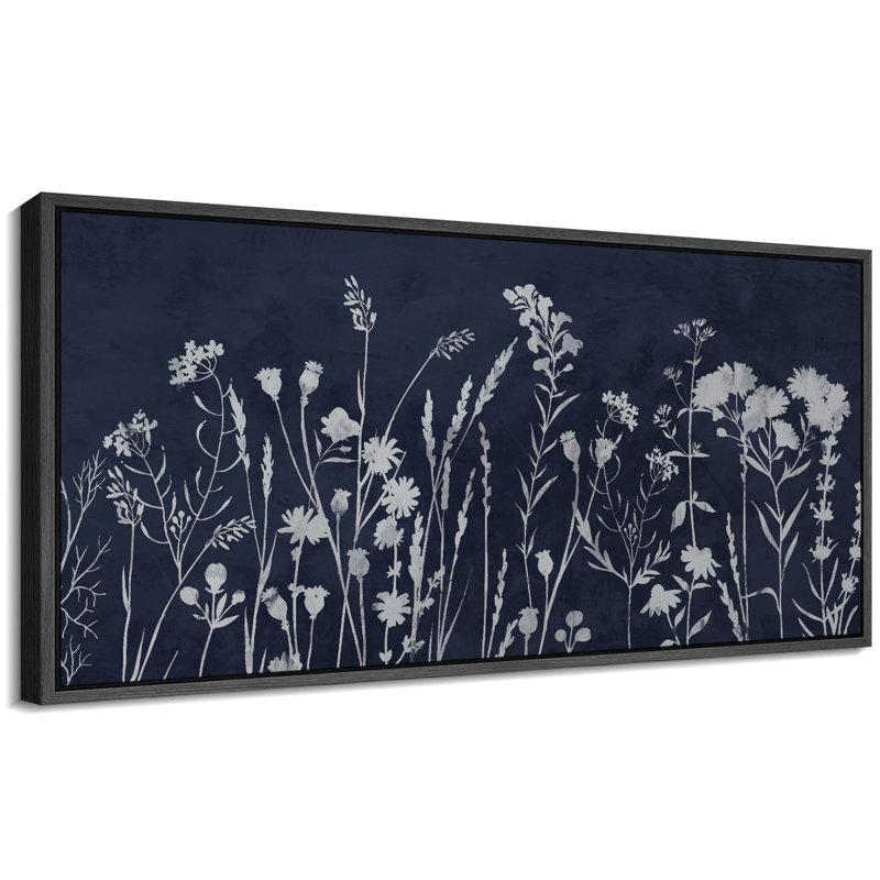 «Vibrant Wildflower Blossoming Flowers» sur fond bleu sarcelle, reproduction sur toile, H 30 po x l 60 po
