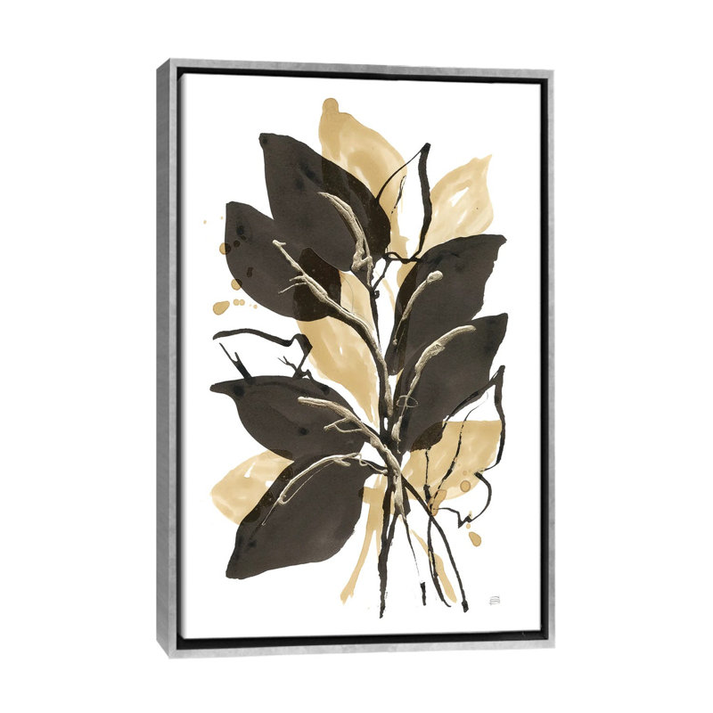 Natural Leaves II, Silver Floater Framed Canvas, 48" H x 32" W x 1.5" D