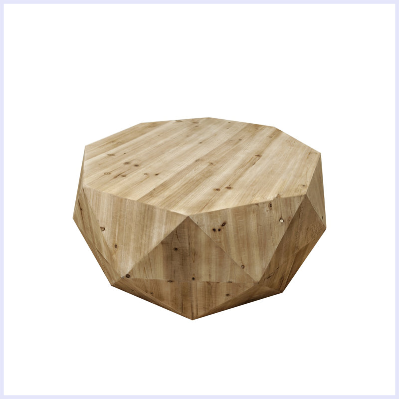 38"Three-dimensional Embossed Pattern Design American Retro Style Coffee Table, Natural, Natural