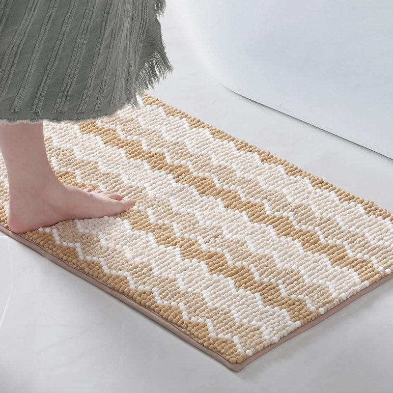Hayzley Soft Luxury Bathroom Absorbent Shaggy Chenille Bath Rugs, Durable Non-Slip Plush Rug Mat, 24" W x 60" L, Yellow