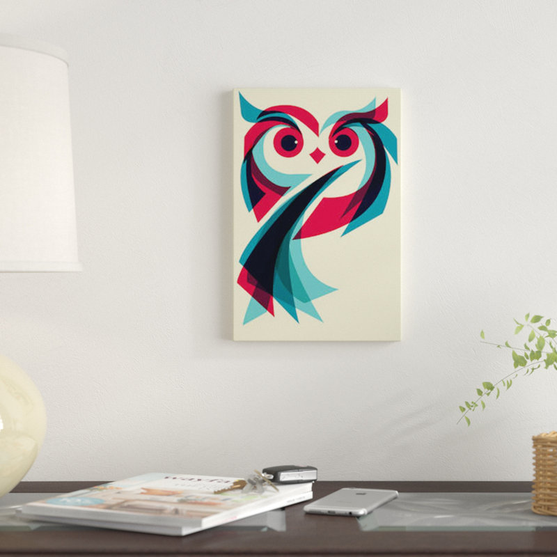 « hibou », impression sur toile tendue, H 12 po x l 8 po x P 0,75 po, Toile tendue, Pas de tapis