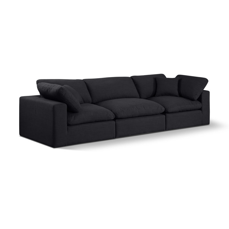 Canapé modulaire en lin de 119 po Hisamuddin, Tissu texturé en lin noir