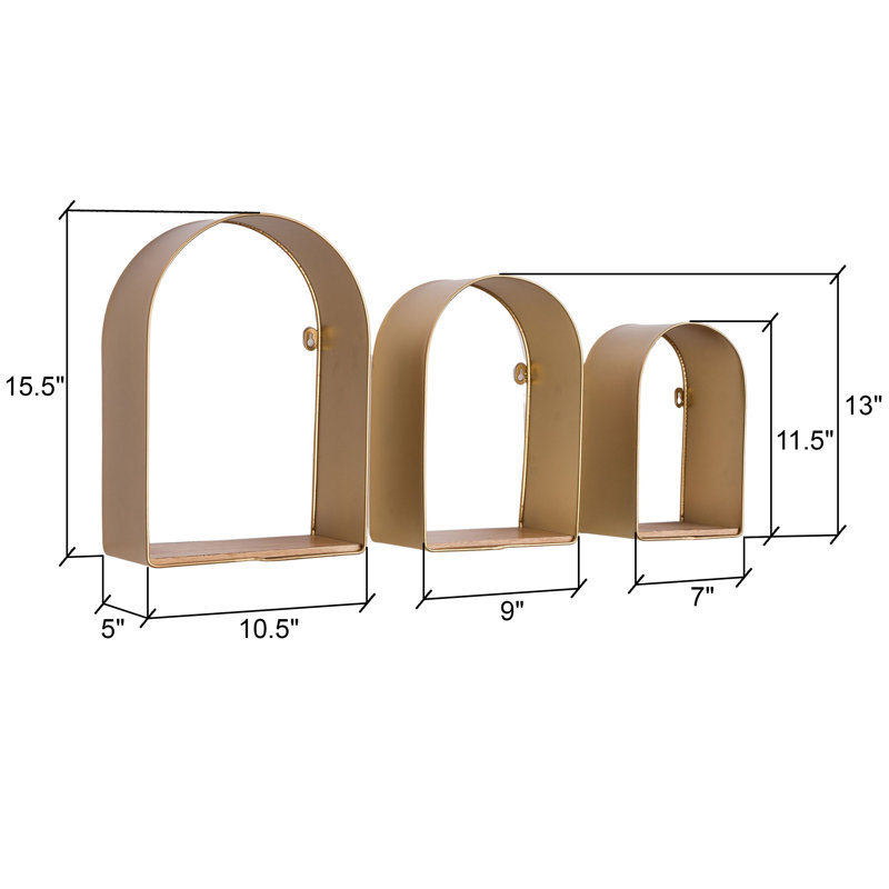 Aurelia Arch Metal Modern Wall Shelf Set