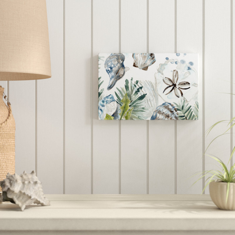 Coastal Christmas Shell Collection D by June Erica Vess - Painting Print, Wrapped Canvas, 20cm H x 30cm W