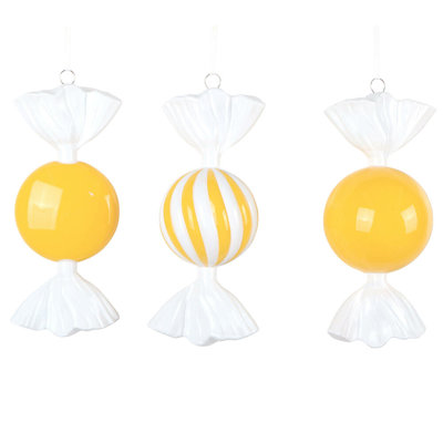 Assortiment d'ornements de bonbon 7 "très lustré. Comprend un assortiment de 3 ornements par sac.