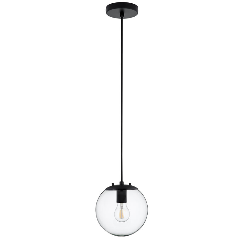 Luminaire suspendu sphérique 1 lumière Casiyah, Noir, Transparent