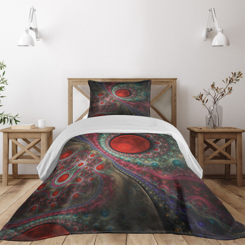 King Size Multicolor Quilted Bedspread Set with Pillow Shams