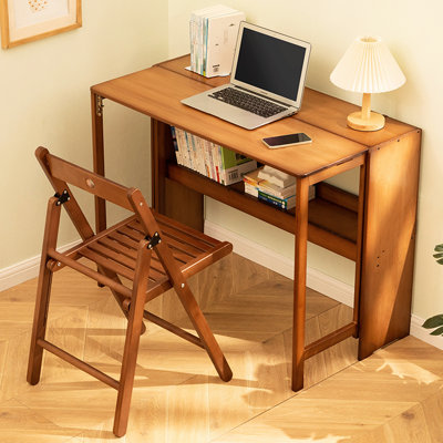 Bureau pliant en bambou, bureau d'ordinateur peu encombrant pour les petits espaces, table d'étude pliable pour chambre à coucher, bureau personnel, dortoir, appartement