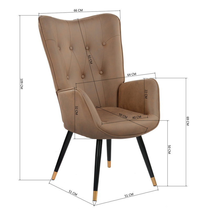 Lathgertha Upholstered Armchair, Brown