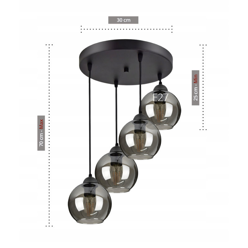 Verica 4 - Light Matte Black Cluster Pendant, Aluminium