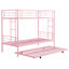 Lit superposé en métal avec lit gigogne rose - Délice de chambre à coucher moderne, conception d'espace, construction durable, fonctionnement silencieux et stable, grande capacité de charge, escalier sécuritaire inclus, lit simple