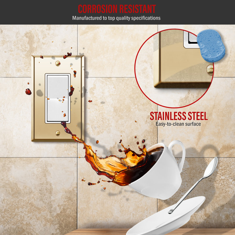 Polished Brass 1-Gang Rocker Wall Plate Set of 3