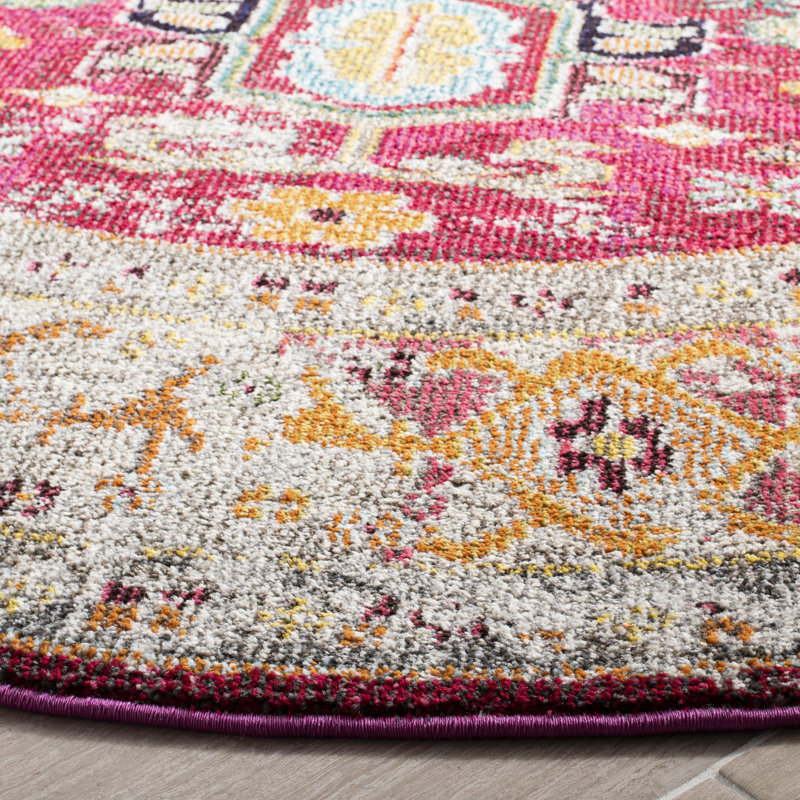 Tapis fuchsia / gris clair Hertzler, Rectangle 9 pi x 12 pi