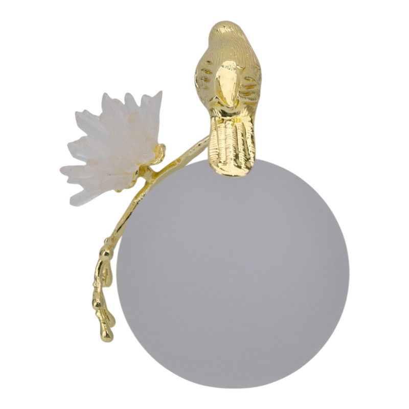 Sagebrook Home 7" Madilynn  Crystal Sphere Metal Bird Statuary