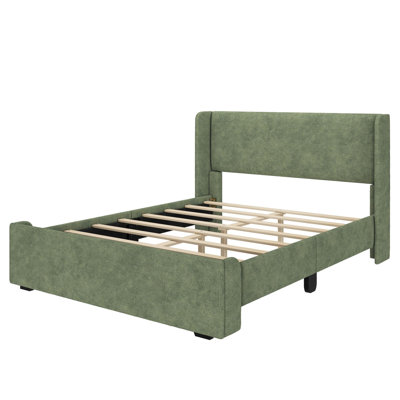 Solid Wood Upholstered Panel Bed