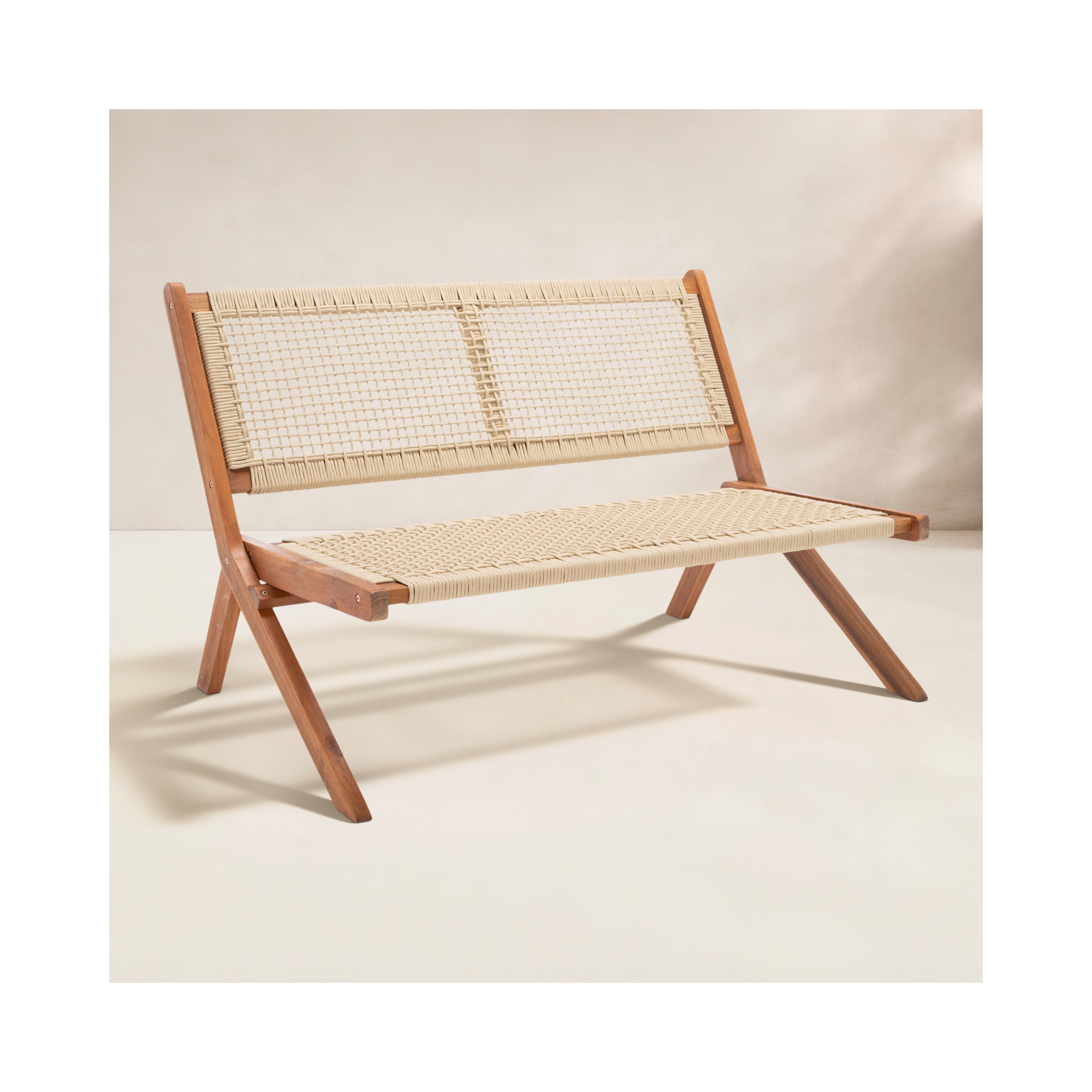 Kismet 45.47'' Folding Outdoor Bench, Brown, Natural