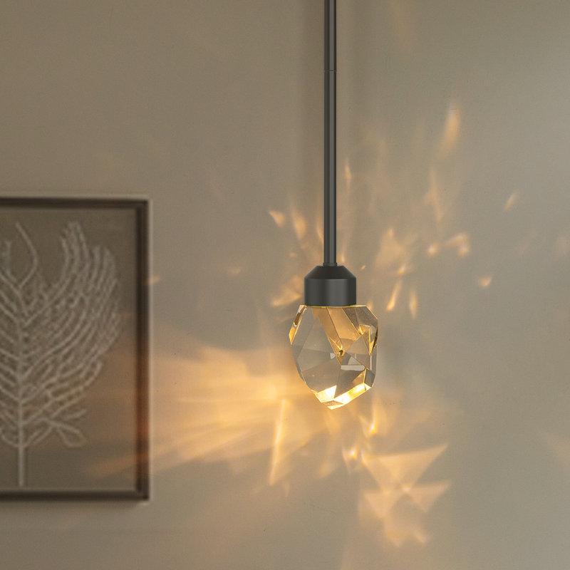Luminaire suspendu pour îlot de cuisine à 1 lumière en cristal Gopesh, Noir