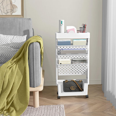 5 Tier Rolling Utility Cart Multi-Functional Movable Storage Shelves