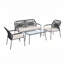 Ensemble de conversation moderne Seabreeze 4 pièces en noir et crème-135967032