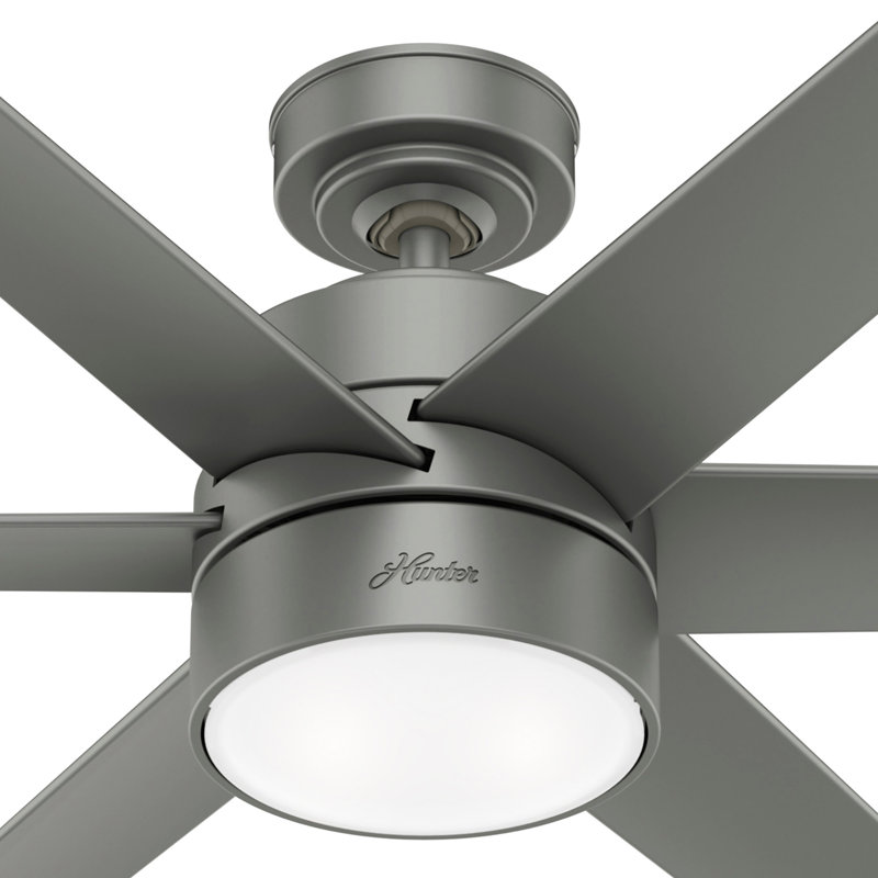 60" Solaria 6 - Blade Outdoor Standard Ceiling Fan with Lights, Light Gray