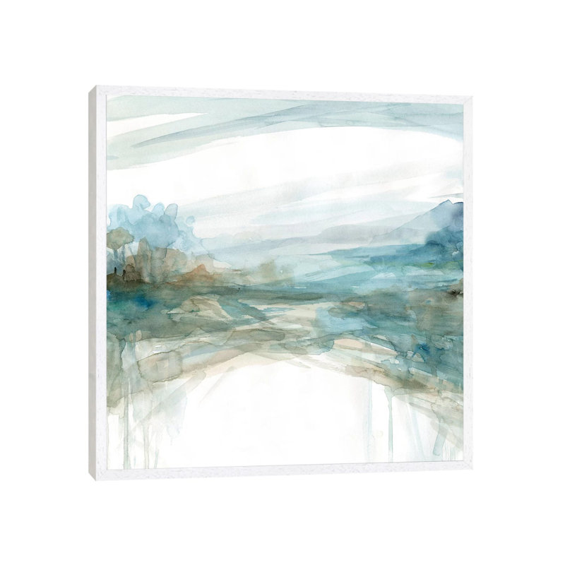 Shimmering Treeline II by Carol Robinson - Painting on Canvas, White Framed, 45.72 cm H x 45.72 cm W